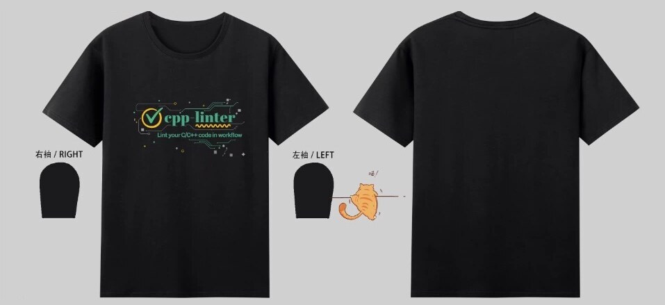 Black T-shirt, front and back